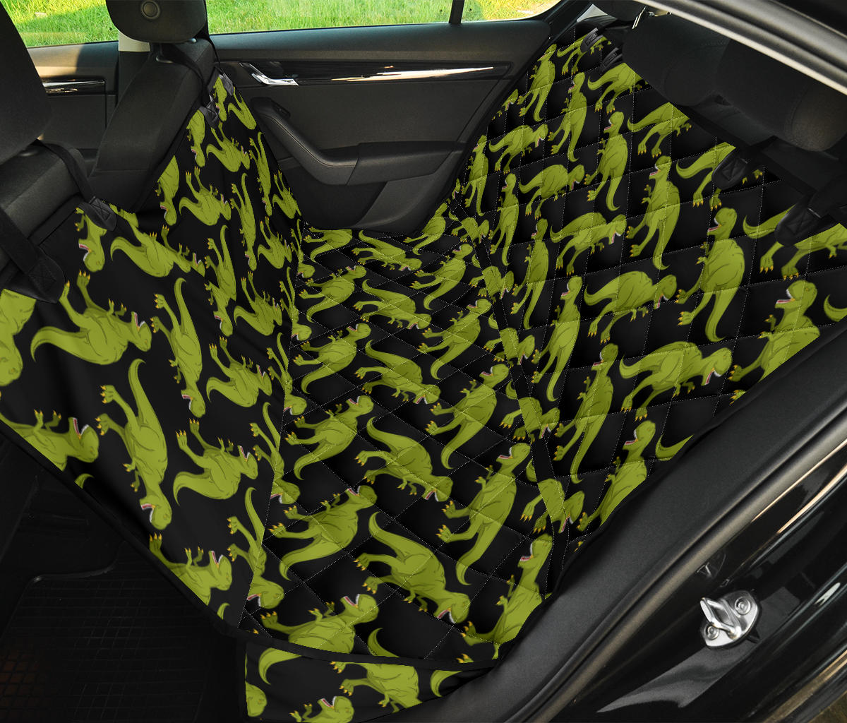 T Rex Pattern Print Design A02 Rear Dog Car Seat Cover Hammock