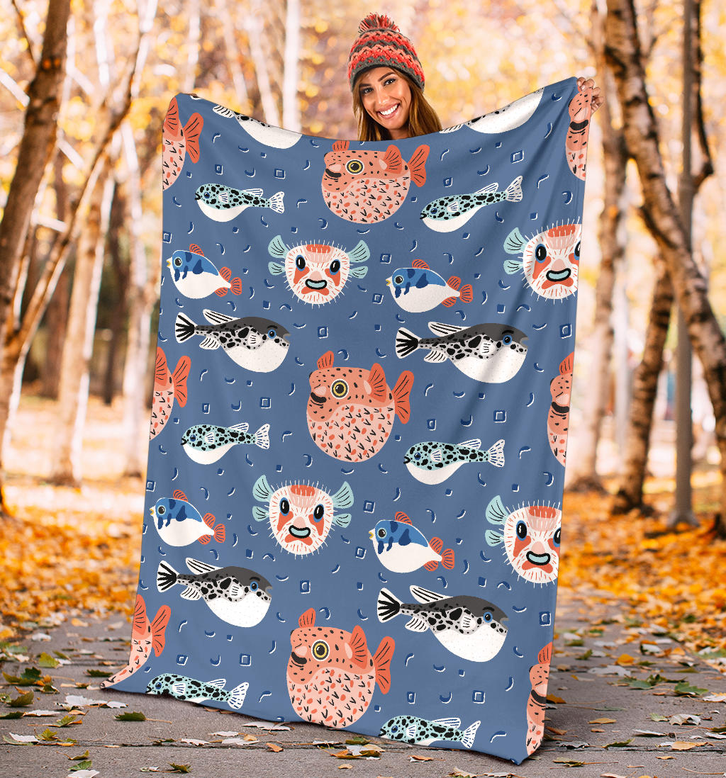 Fugu Pattern Print Design 02 Premium Blanket