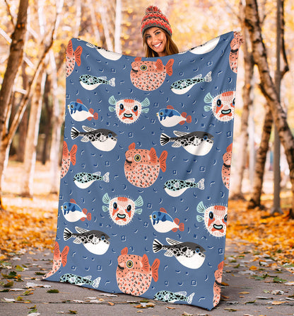 Fugu Pattern Print Design 02 Premium Blanket