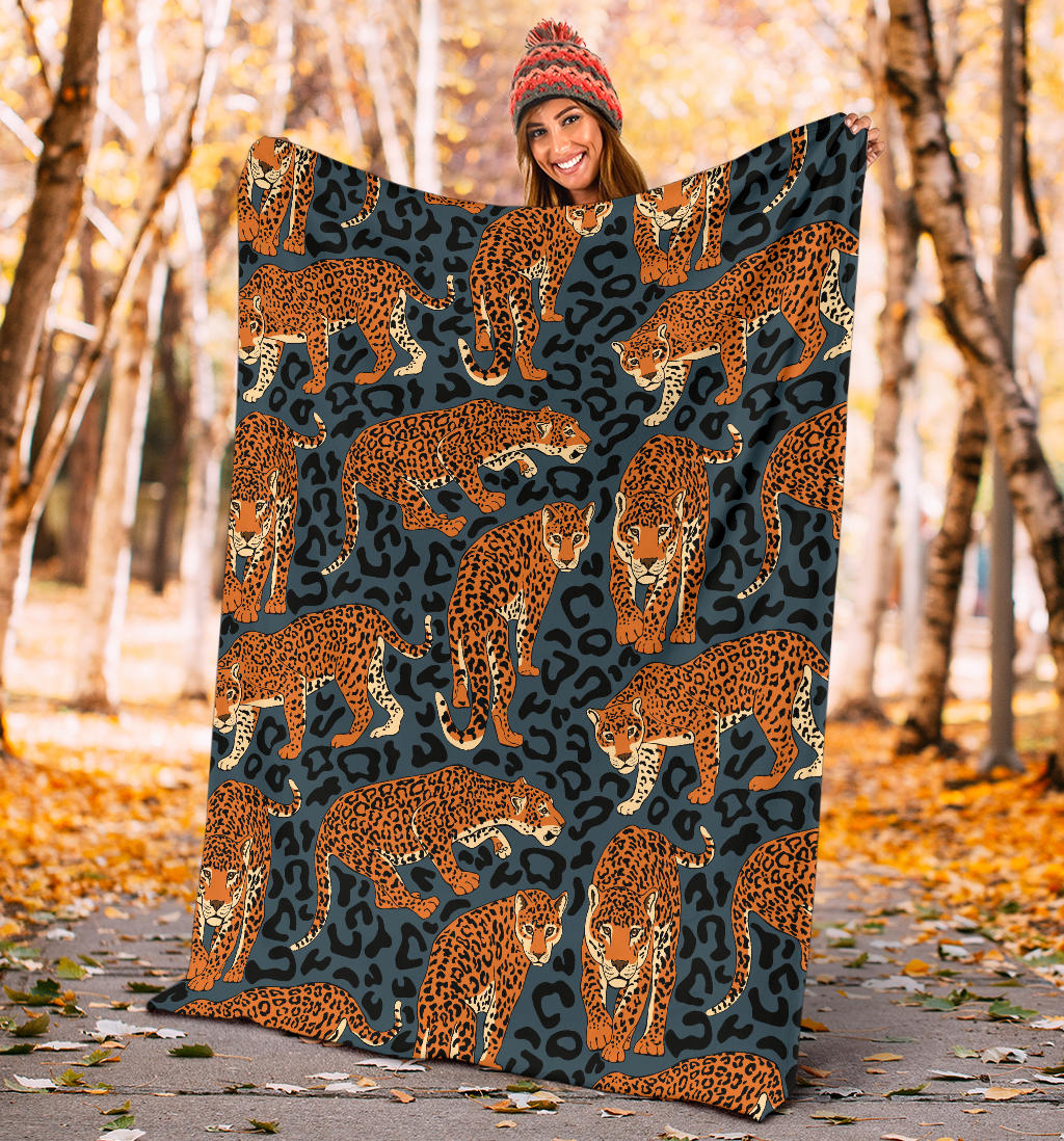 Jaguar Pattern Print Design 04 Premium Blanket