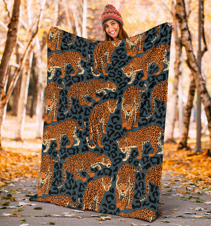 Jaguar Pattern Print Design 04 Premium Blanket