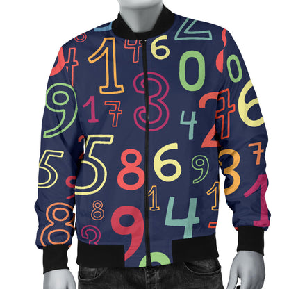 Number Pattern Print Design A01 Men Bomber Jacket