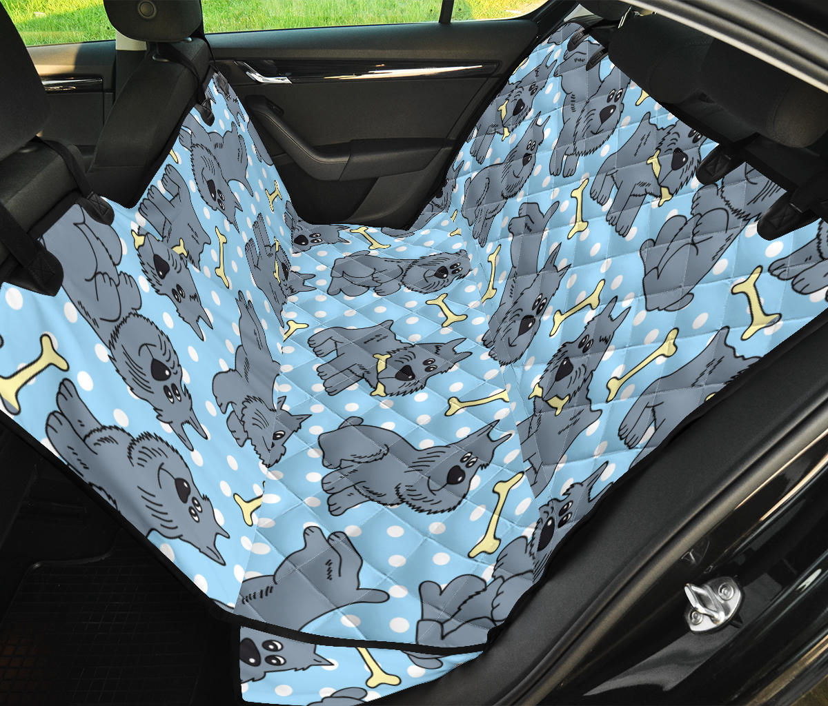 Schnauzers Pattern Print Design A02 Rear Dog Car Seat Cover Hammock