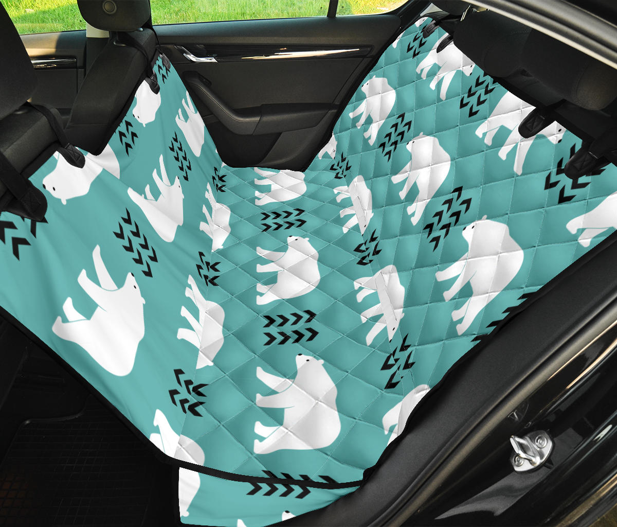 Polar Bear Pattern Print Design A05 Rear Dog Car Seat Cover Hammock