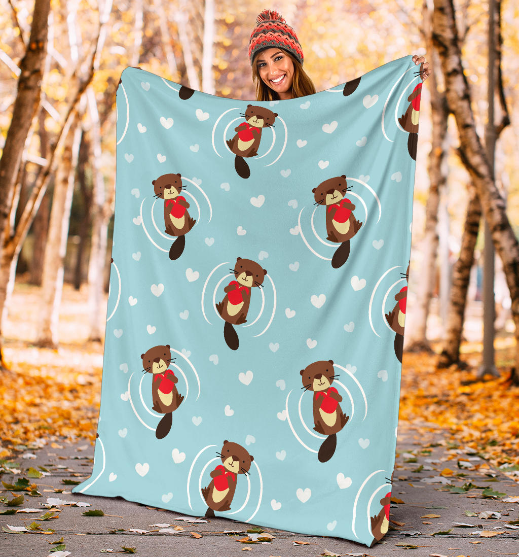 Sea Otter Cute Pattern Print Design 04 Premium Blanket