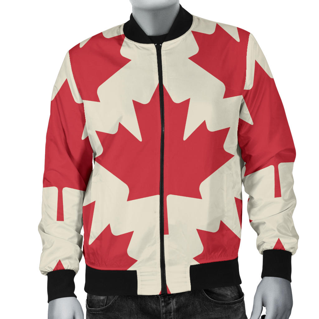Maple Leaf Pattern Print Design 03 Men Bomber Jacket
