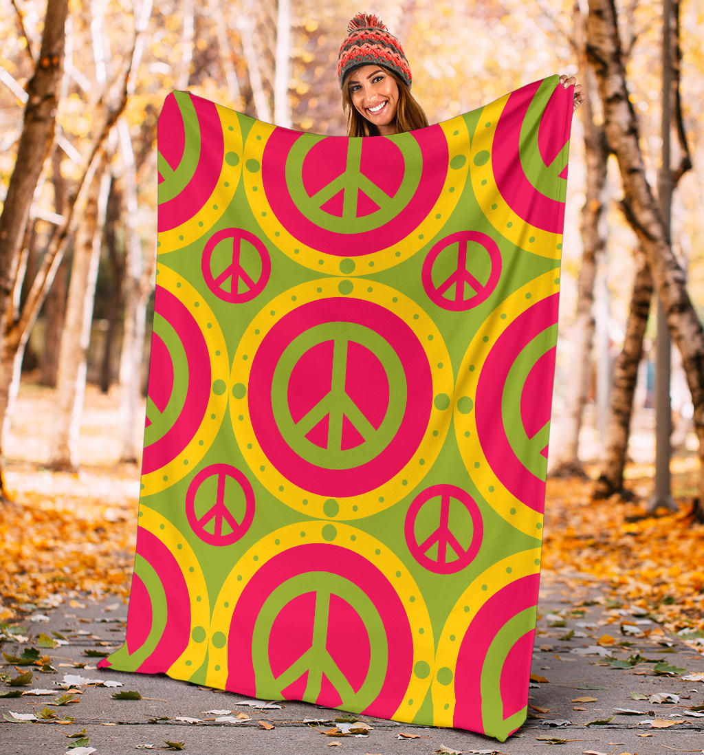 Peace Sign Pattern Print Design A01 Premium Blanket