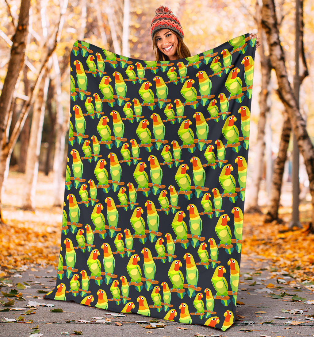 Lovebird Pattern Print Design 01 Premium Blanket