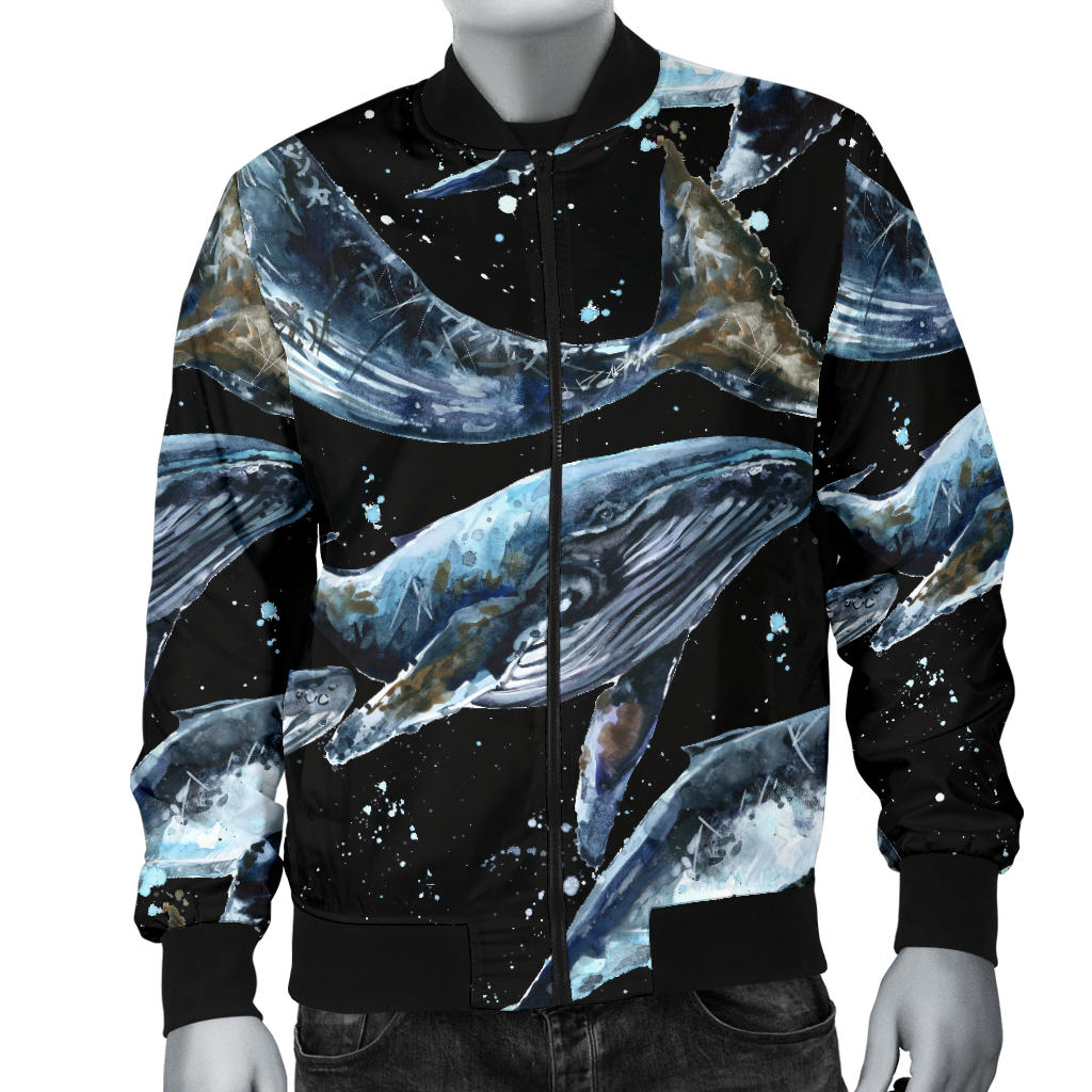 Humpback Whale Pattern Print Design 01 Men Bomber Jacket
