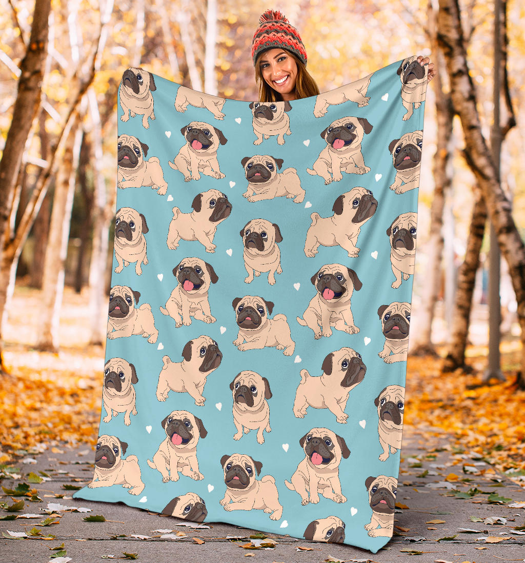 Pug Pattern Print Design A03 Premium Blanket