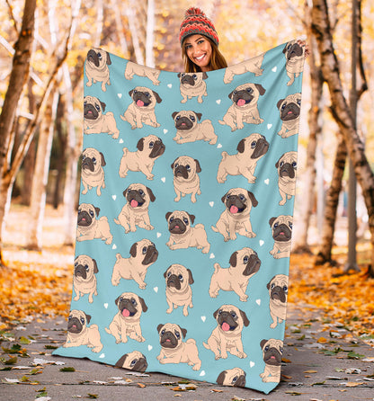Pug Pattern Print Design A03 Premium Blanket
