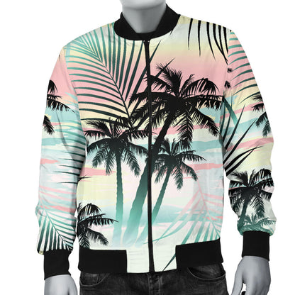 Palm Tree Pattern Print Design A03 Men Bomber Jacket