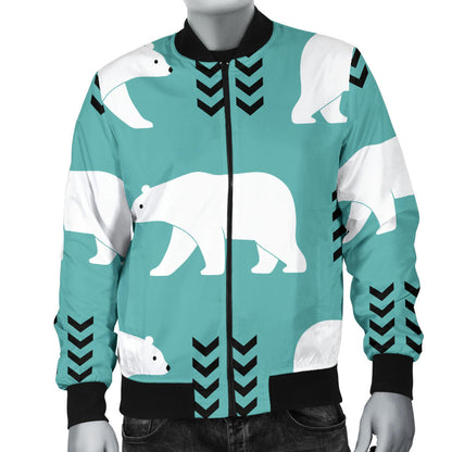 Polar Bear Pattern Print Design A05 Men Bomber Jacket