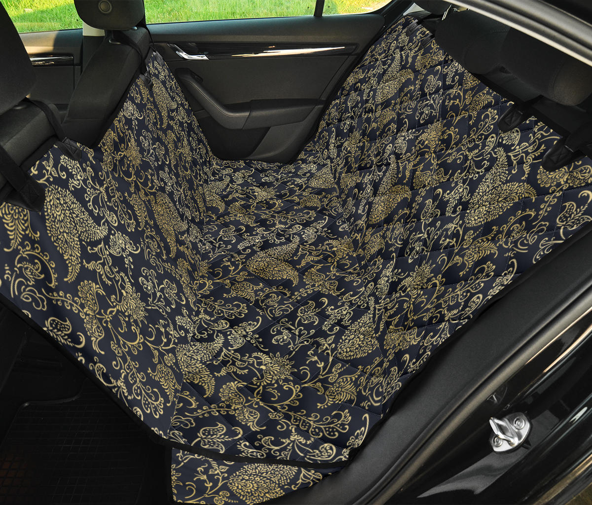 Brocade Pattern Print Design 04 Rear Dog Car Seat Cover Hammock