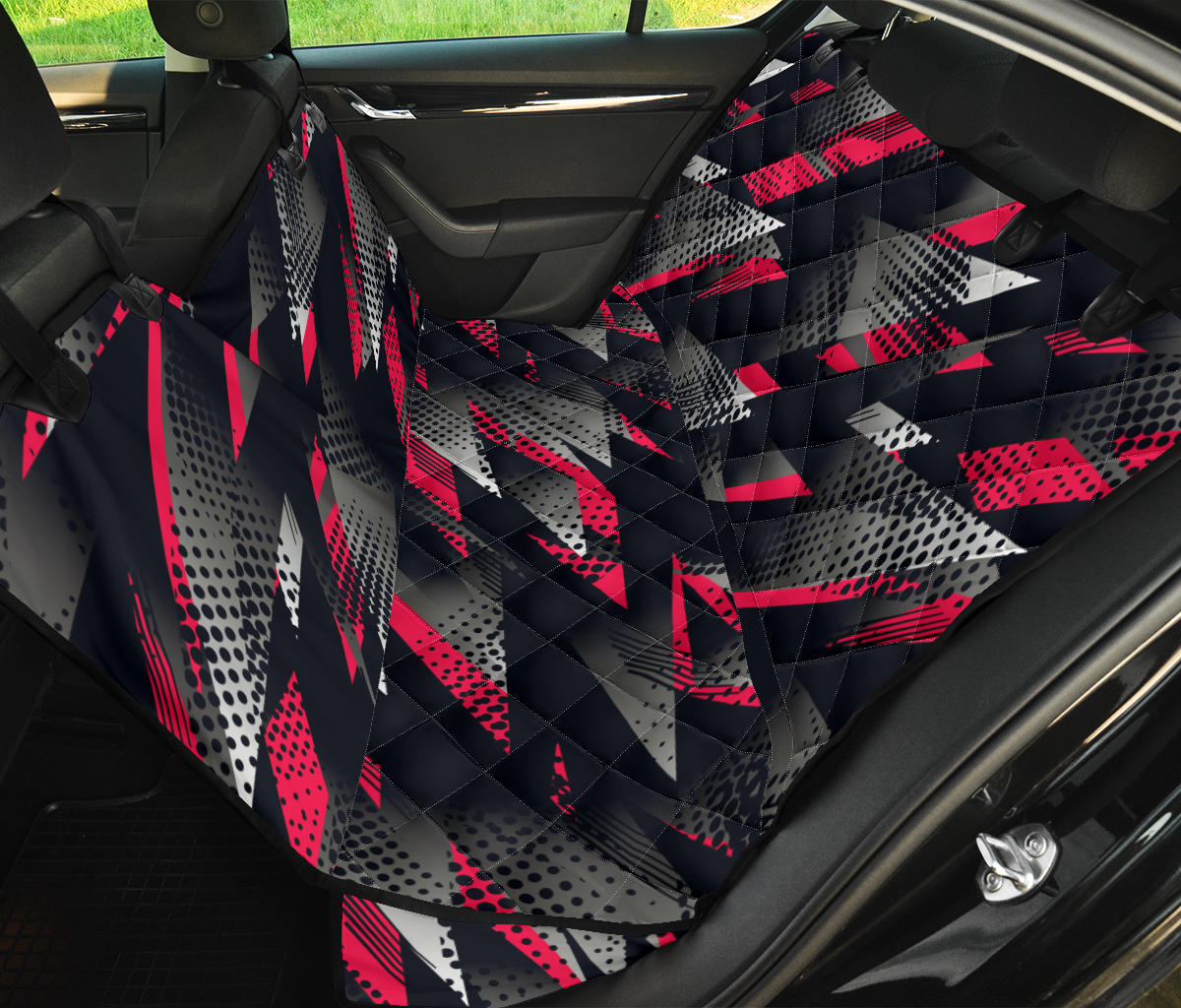 Racing Style Pattern Print Design A04 Rear Dog Car Seat Cover Hammock