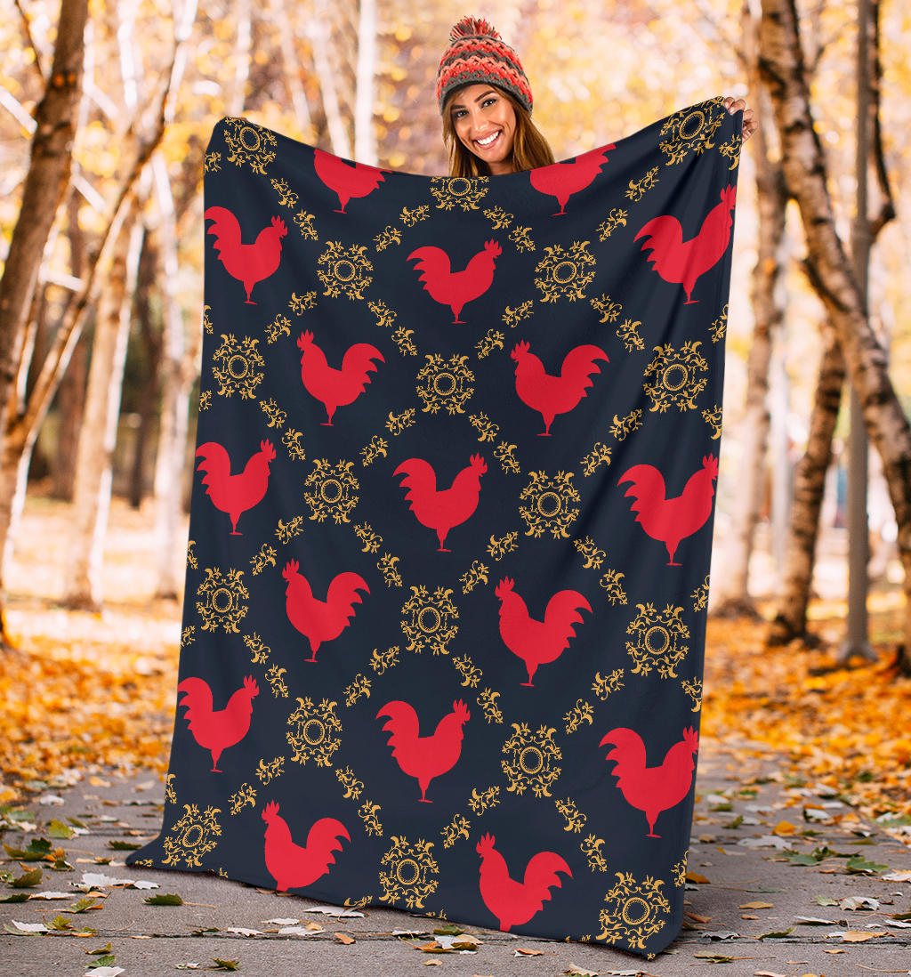 Rooster Pattern Print Design A02 Premium Blanket