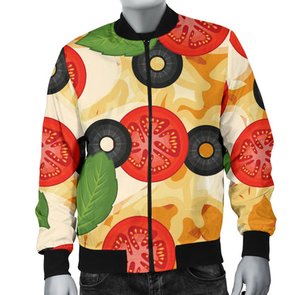 Pizza Pattern Print Design A05 Men Bomber Jacket