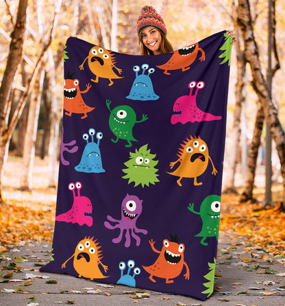 Monster Cartoon Pattern Print Design 02 Premium Blanket
