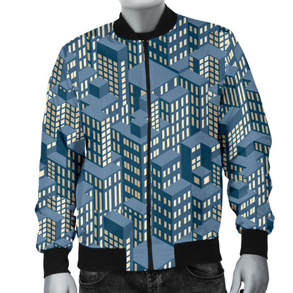 City Pattern Print Design 01 Men Bomber Jacket