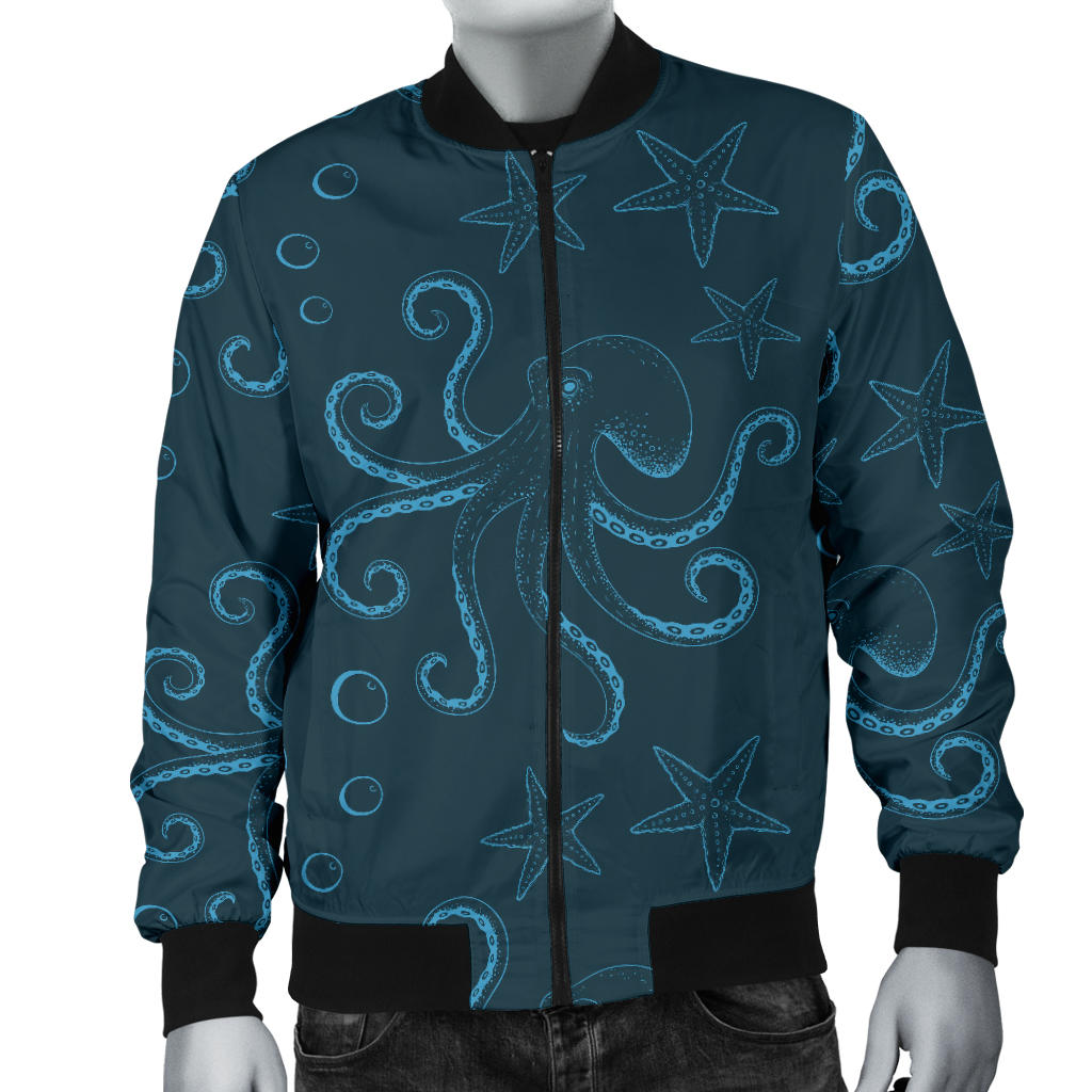 Octopus Pattern Print Design A05 Men Bomber Jacket