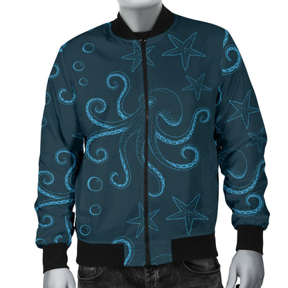 Octopus Pattern Print Design A05 Men Bomber Jacket
