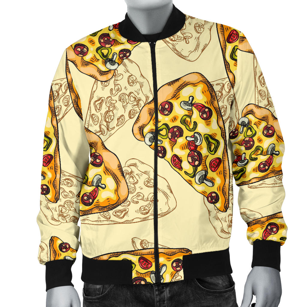 Pizza Pattern Print Design A01 Men Bomber Jacket