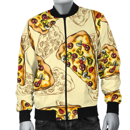 Pizza Pattern Print Design A01 Men Bomber Jacket
