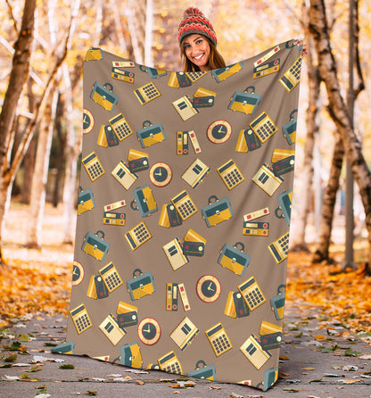 Accounting Financial Pattern Print Design 03 Premium Blanket
