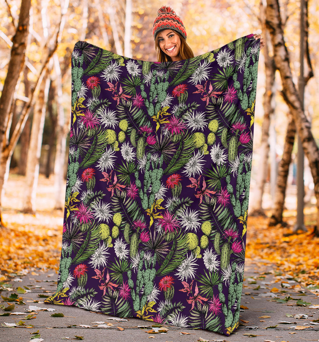 Cactus Pattern Print Design 08 Premium Blanket