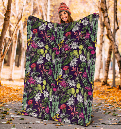 Cactus Pattern Print Design 08 Premium Blanket