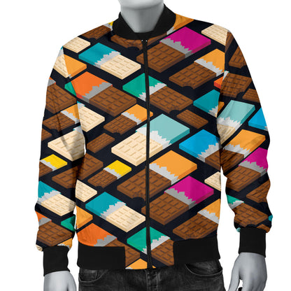 Chocolate Pattern Print Design 02 Men Bomber Jacket
