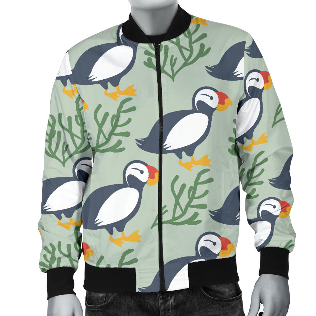Puffin Pattern Print Design A04 Men Bomber Jacket