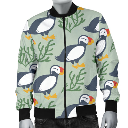 Puffin Pattern Print Design A04 Men Bomber Jacket