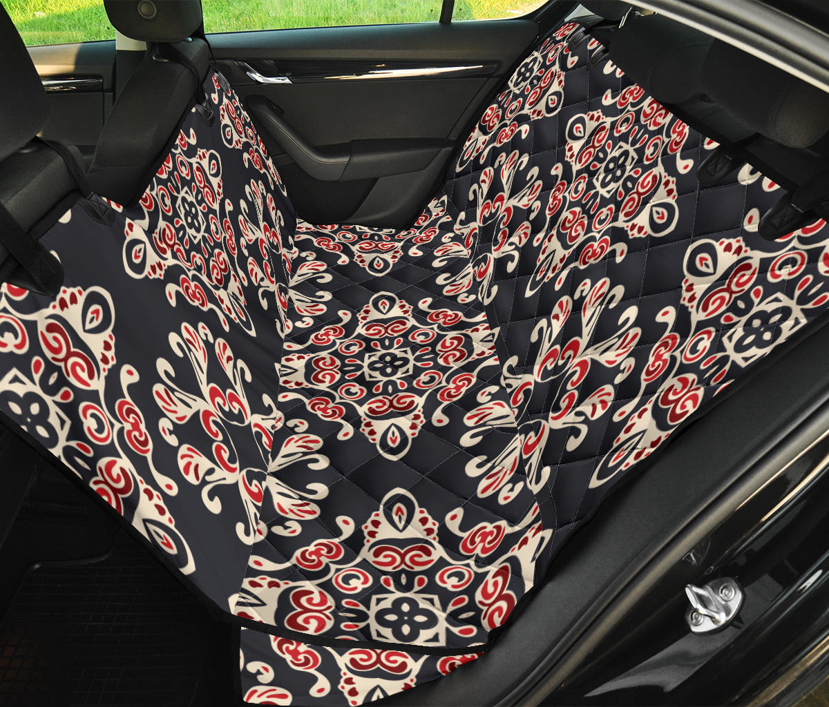 Medallion Pattern Print Design 01 Rear Dog Car Seat Cover Hammock