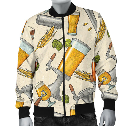 Beer Pattern Print Design 05 Men Bomber Jacket