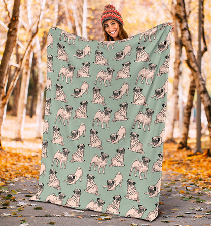 Pug Pattern Print Design A01 Premium Blanket