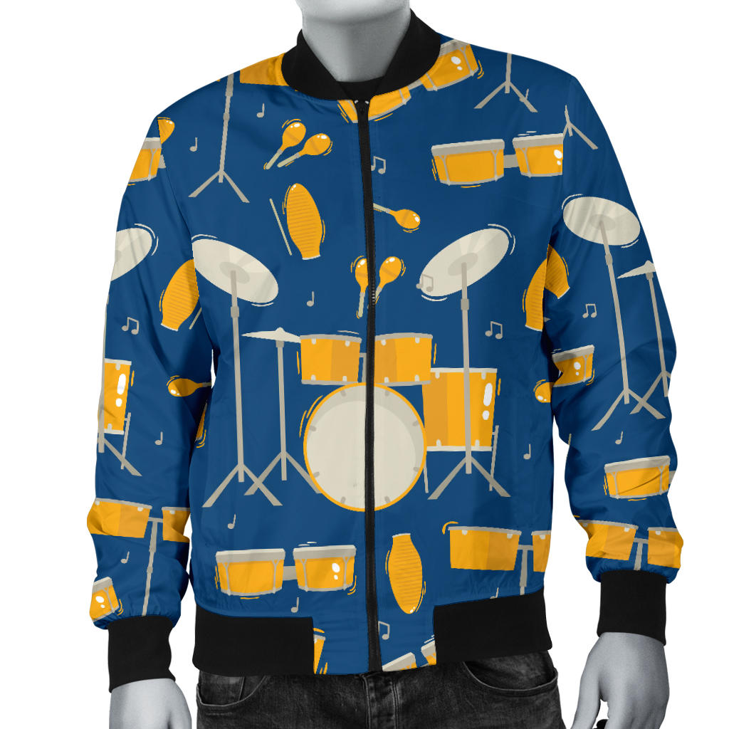 Drum Set Pattern Print Design 03 Men Bomber Jacket