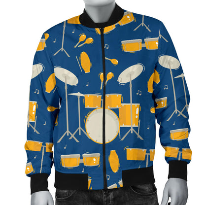 Drum Set Pattern Print Design 03 Men Bomber Jacket