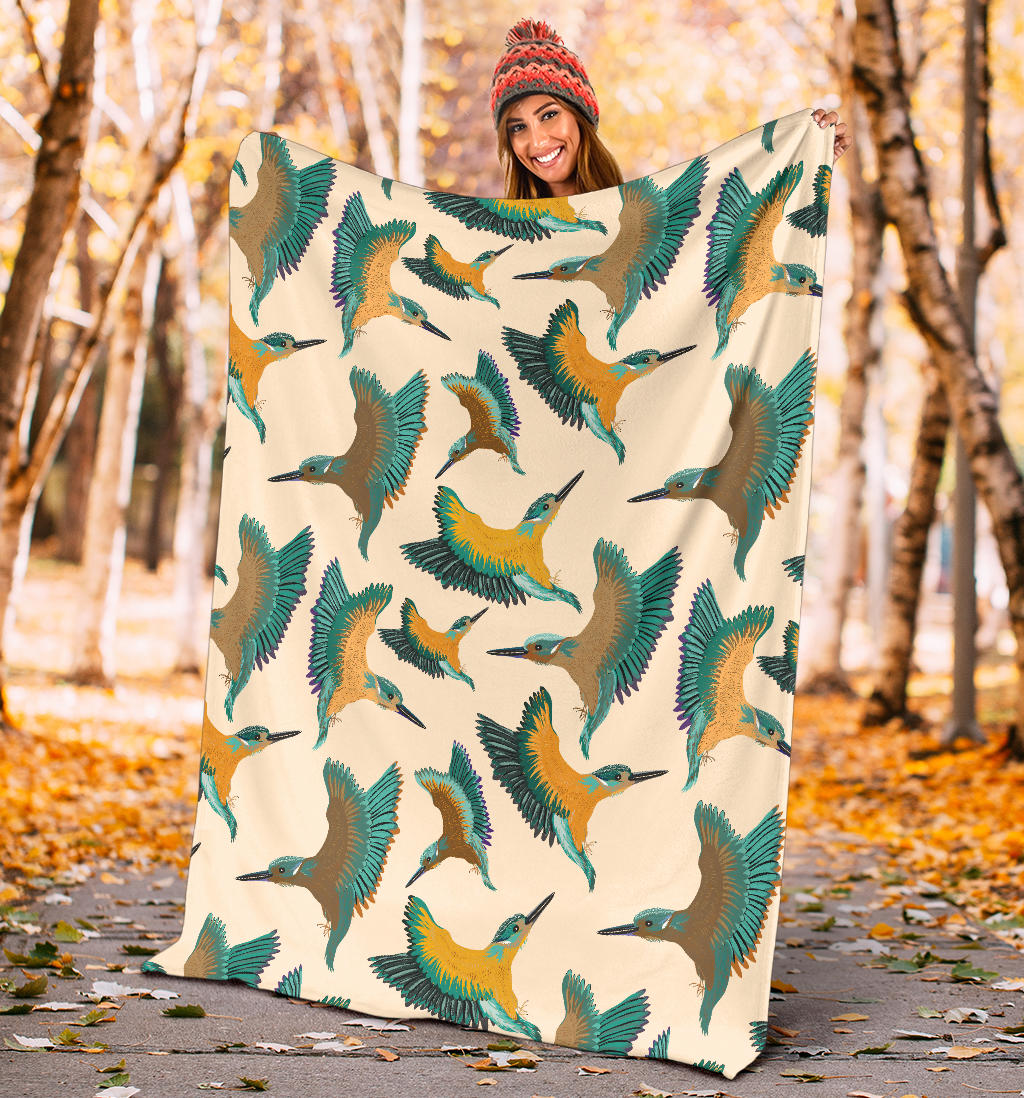 Kingfisher Pattern Print Design 02 Premium Blanket