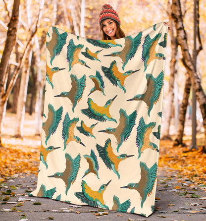 Kingfisher Pattern Print Design 02 Premium Blanket