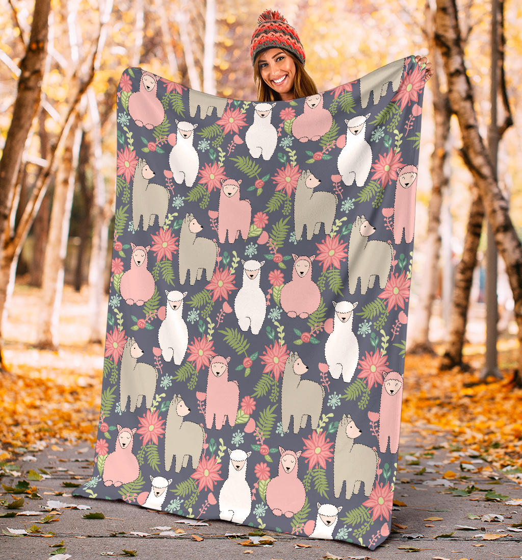 Alpaca Pattern Print Design 03 Premium Blanket