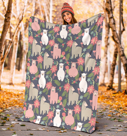 Alpaca Pattern Print Design 03 Premium Blanket