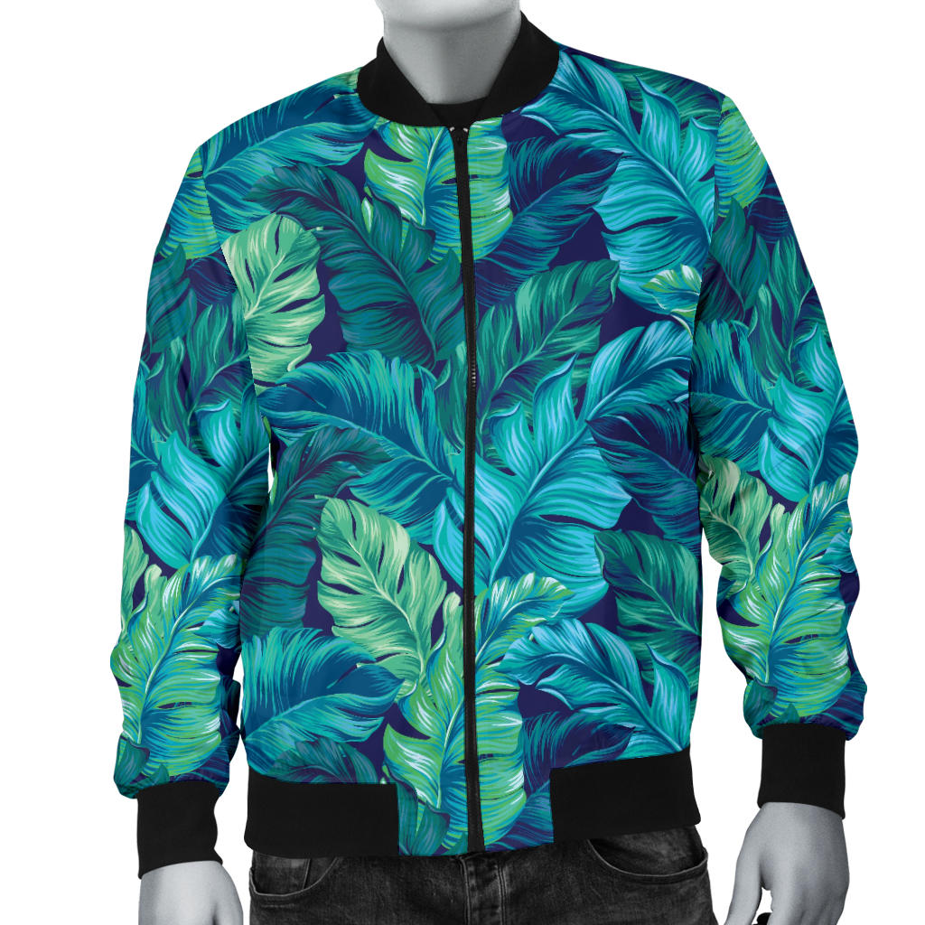 Banana Leaf Pattern Print Design 06 Men Bomber Jacket