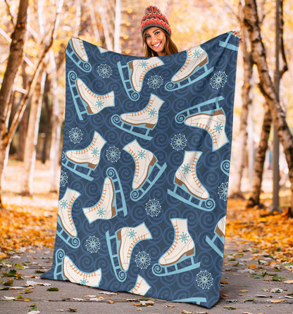 Ice Skate Pattern Print Design 01 Premium Blanket