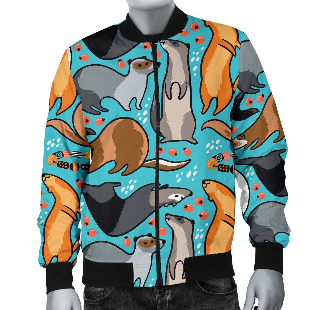 Ferret Pattern Print Design 03 Men Bomber Jacket