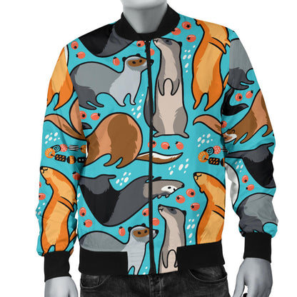 Ferret Pattern Print Design 03 Men Bomber Jacket