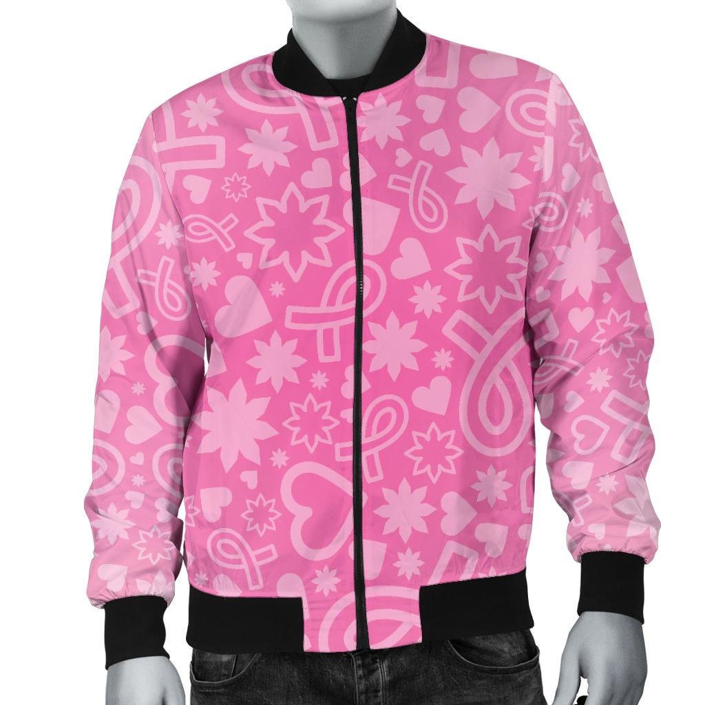 Breast cancer Pattern Print Design 02 Men Bomber Jacket