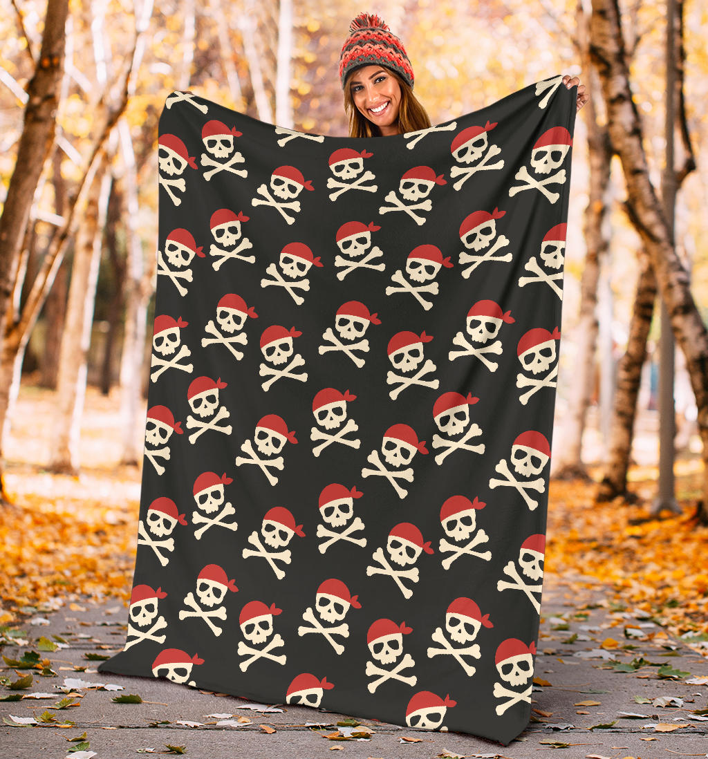 Pirate Pattern Print Design A04 Premium Blanket