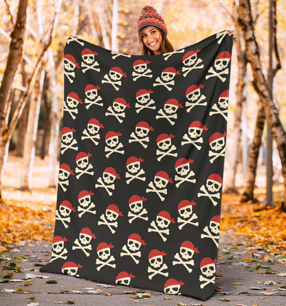 Pirate Pattern Print Design A04 Premium Blanket