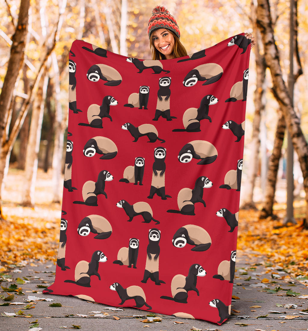Ferret Pattern Print Design 02 Premium Blanket